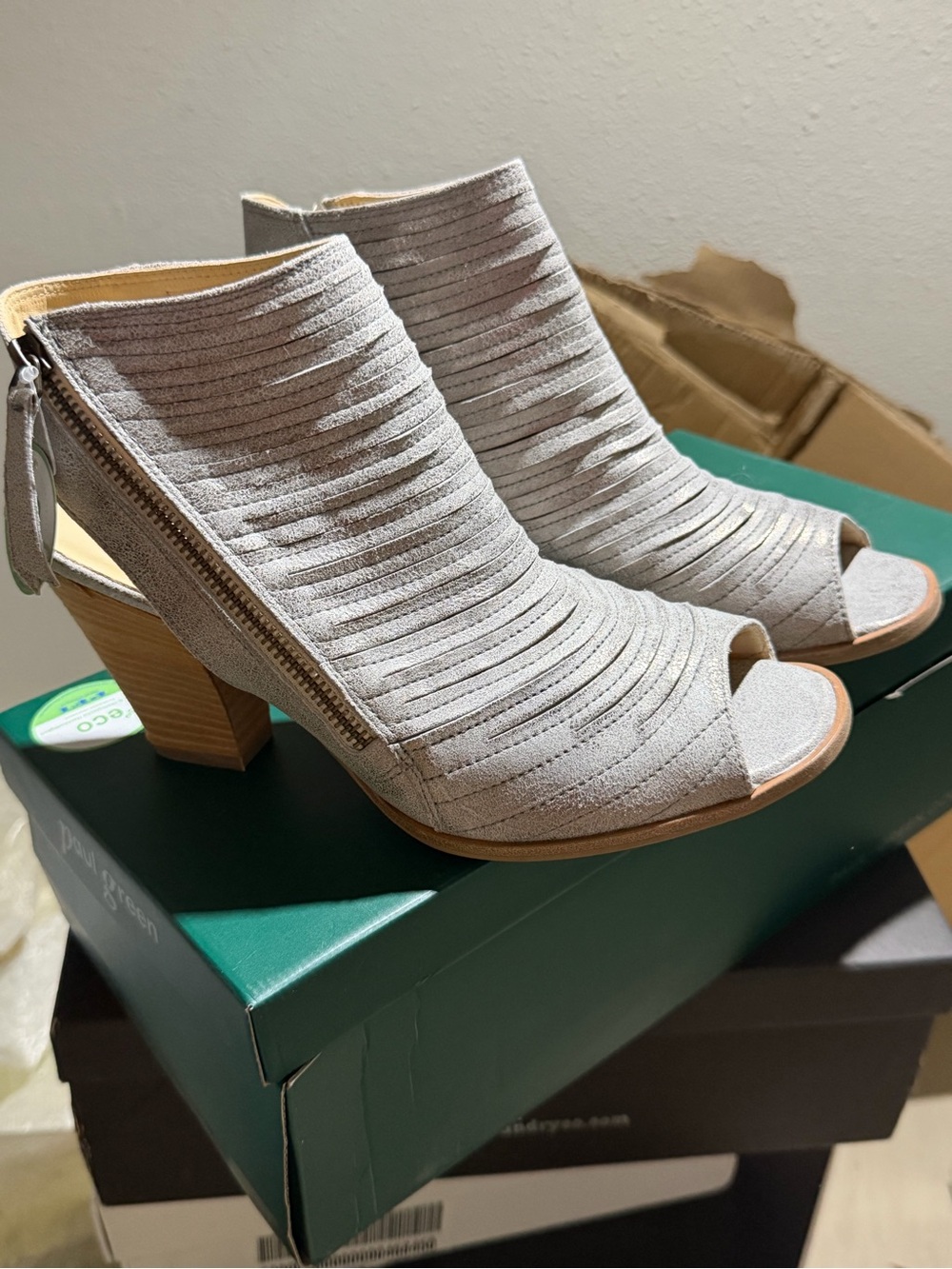 Paul Green CAYANNE smoke brushed PEEP TOE BOOTIE
